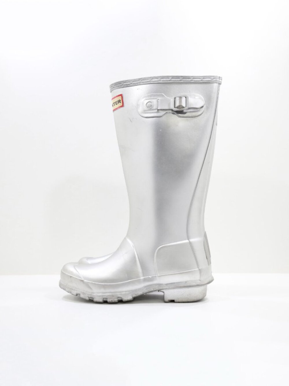 Hunter Original Silver Rubber Tall Rain Boots - Girls' 2